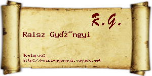 Raisz Gyöngyi névjegykártya